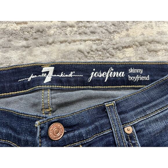 7 For All Mankind Jeans Josefina Skinny Boyfriend Mid Rise Button Fly Women’s 28 - Picture 4 of 6